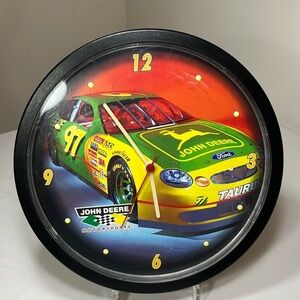 John Deere Motorsports NASCAR Vintage Wall Clock, battery incl